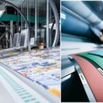 Operator monitoring printing press performance alongside Printcom offset printing blankets.